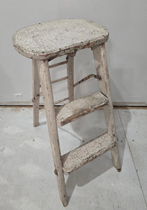 Antique Chippy Stool ~ White