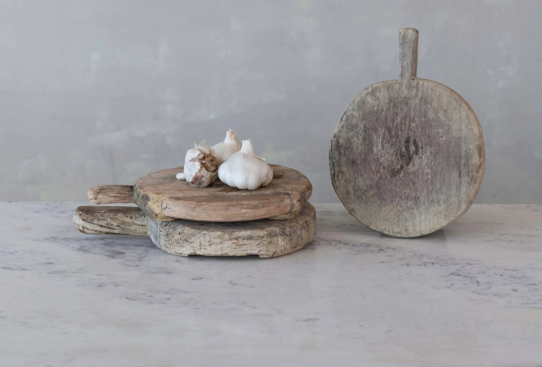 Antique Round Wood Bread Board ~ Bleached