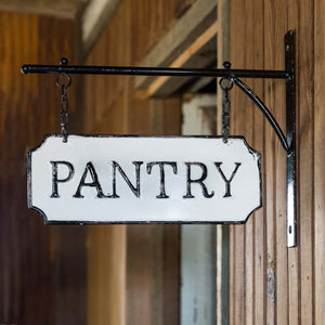 Vintage Style Metal "Pantry" Sign with Hanging Bar