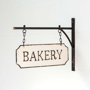 Vintage Style Metal "Bakery" Sign with Hanging Bar