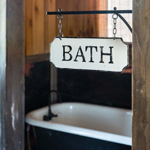 Vintage Style Metal "Bath" Sign with Hanging Bar