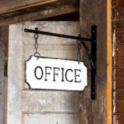 Vintage Style Metal "Office" Sign with Hanging Bar