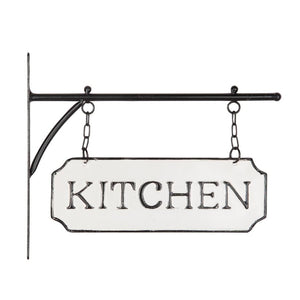 Vintage Style Metal "Kitchen" Sign with Hanging Bar