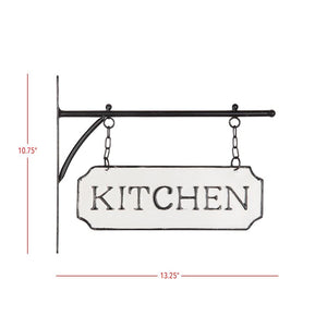 Vintage Style Metal "Kitchen" Sign with Hanging Bar