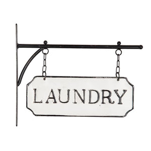 Vintage Style Metal "Laundry" Sign with Hanging Bar