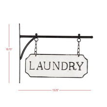 Load image into Gallery viewer, Vintage Style Metal &quot;Laundry&quot; Sign with Hanging Bar