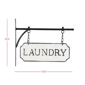 Vintage Style Metal "Laundry" Sign with Hanging Bar