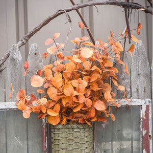 36" Rusty Orange Eucalyptus Spray | Vintage Character