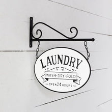 Load image into Gallery viewer, Vintage Style Metal &quot;Laundry Wash Dry Fold&quot; Sign with Hanging Bar