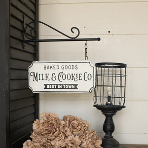 Christmas "Milk & Cookie Co." Metal Hanging Sign | Vintage Character