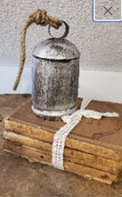 Load image into Gallery viewer, Christmas Cow Metal Cylinder Bell | Vintage Character