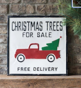 Embossed Metal Christmas Trees Sign