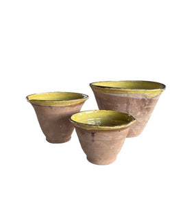 Hungarian Cottage Crafted Set of 3 Yellow Bowls