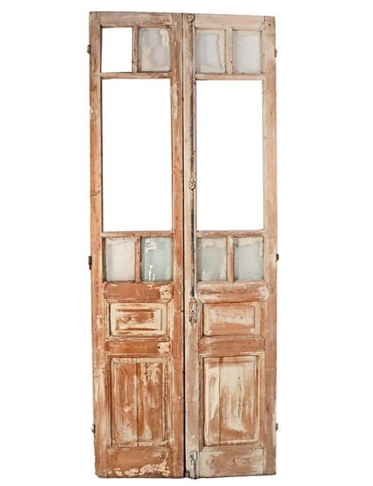 Antique Pair of Egyptian Wood Panel with Panes Doors ~Ships Free