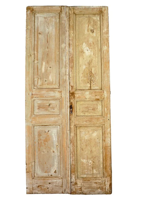 Antique Pair of Egyptian Wood Stripped Pine Doors ~Ships Free | Vintage Character