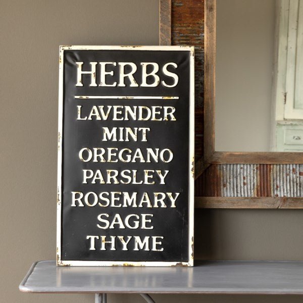 Embossed Metal Herbs Sign | Vintage Character
